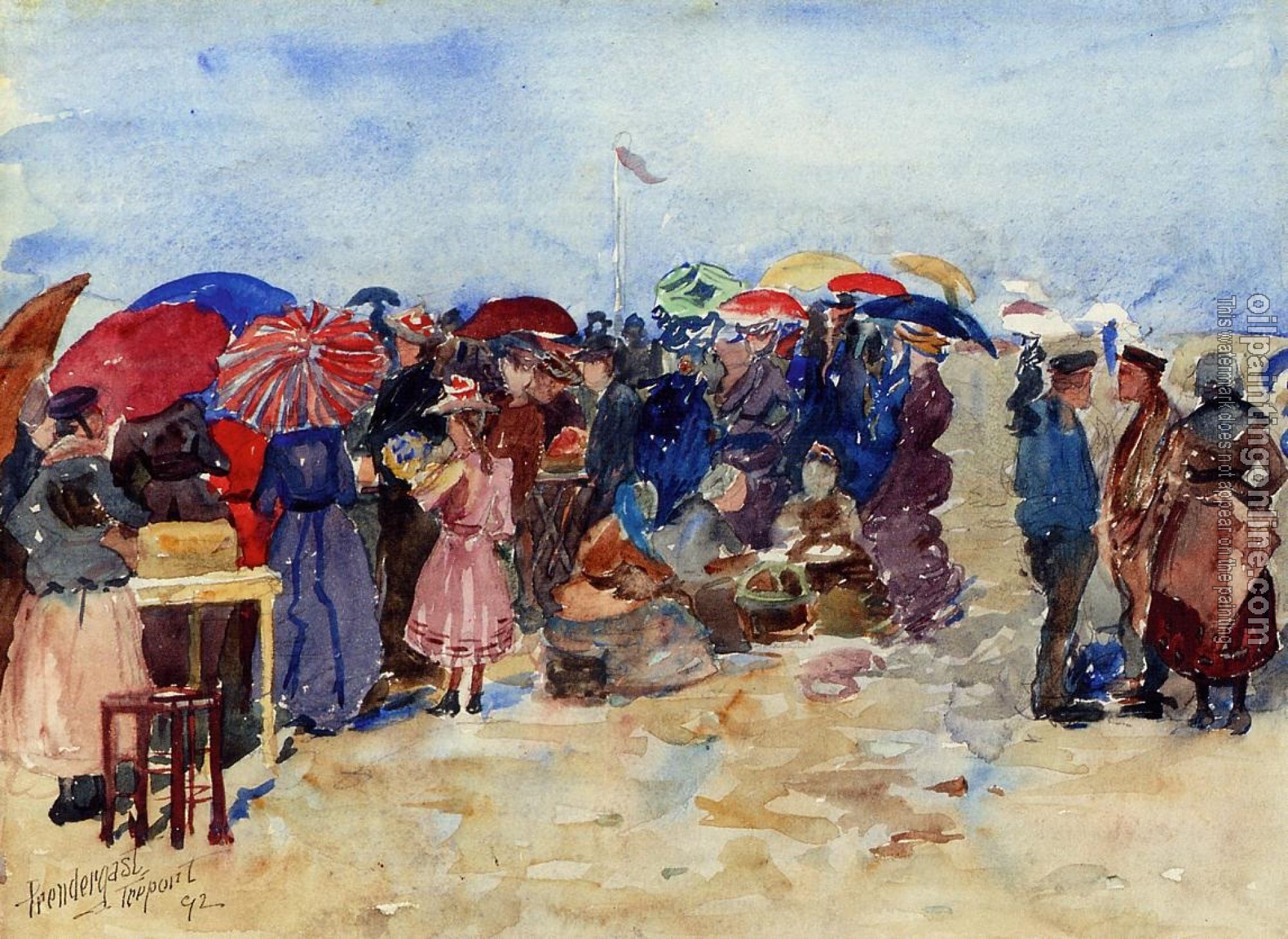 Prendergast, Maurice Brazil - A Very Sunny Day, Treport